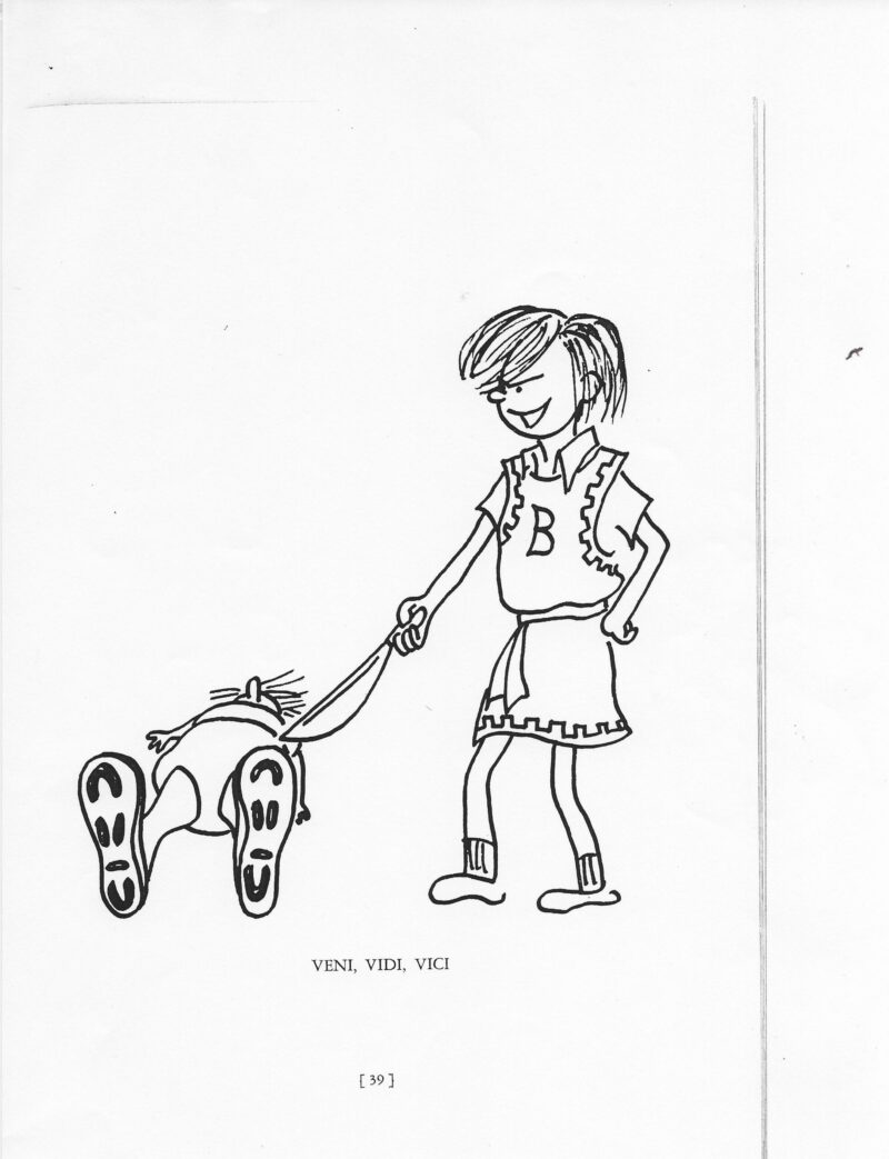 Cartoon image promoting Blue team for Field Day