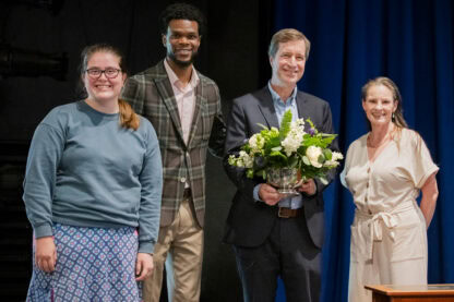 Rich Read ’75 speaks during the Joan Shaw Herman Award Assembly